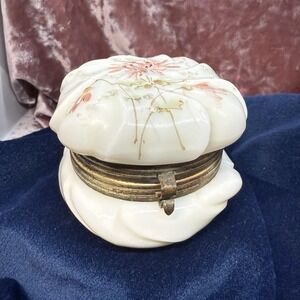 Antique WAVECREST Trinket Box Circa 1900 Hand Painted Floral
